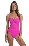 La Blanca Women's Island Goddess Over The Shoulder Rouched Front Bandeau One Piece Swimsuit, Orchid, | Amazon (US)