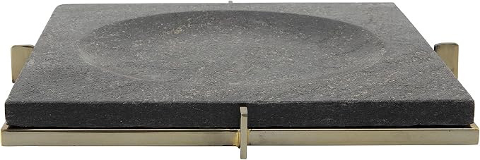 Sagebrook Home Square Marble Tray with Metal Base, Decorative Serving Set, Black and Gold, 12 L x... | Amazon (US)