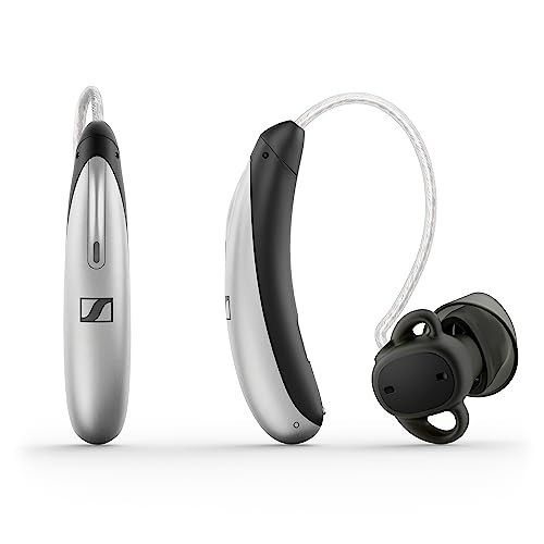 Sennheiser All-Day Clear Slim - OTC Self-Fitting Hearing Aid for Mild to Moderate Hearing Loss - All-Day Wear & Bluetooth - Gray, Black | Amazon (US)