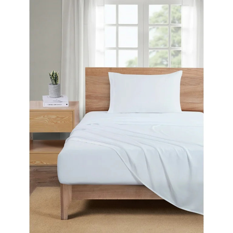 Mainstays Basic Value Microfiber Bed Sheet Set, Twin, White, 3 Piece | Walmart (US)