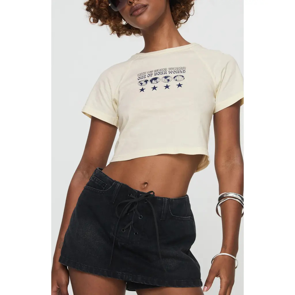 Princess Polly Amethysta Lace-Up Denim Skort in Black at Nordstrom Rack, Size 4 | Nordstrom Rack