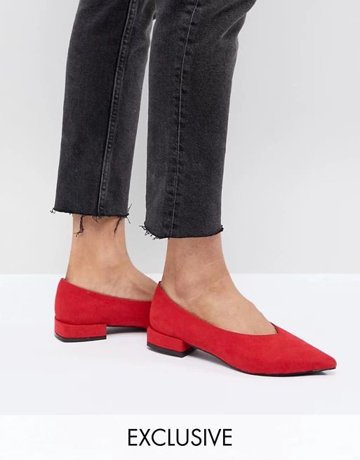 Lost Ink Red High Vamp Flat Shoes | ASOS US