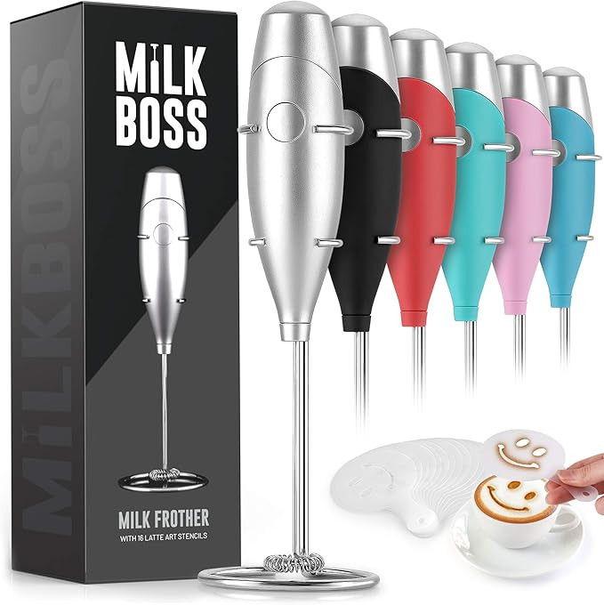 Milk Boss Mighty Milk Frother Handheld Whisk Mixer - Coffee Frother Electric Handheld Foam Maker ... | Amazon (US)
