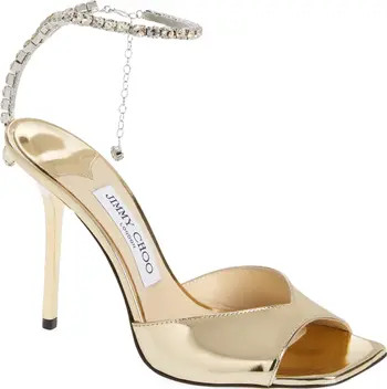 Saeda Crystal Ankle Strap Peep Toe Sandal (Women) | Nordstrom