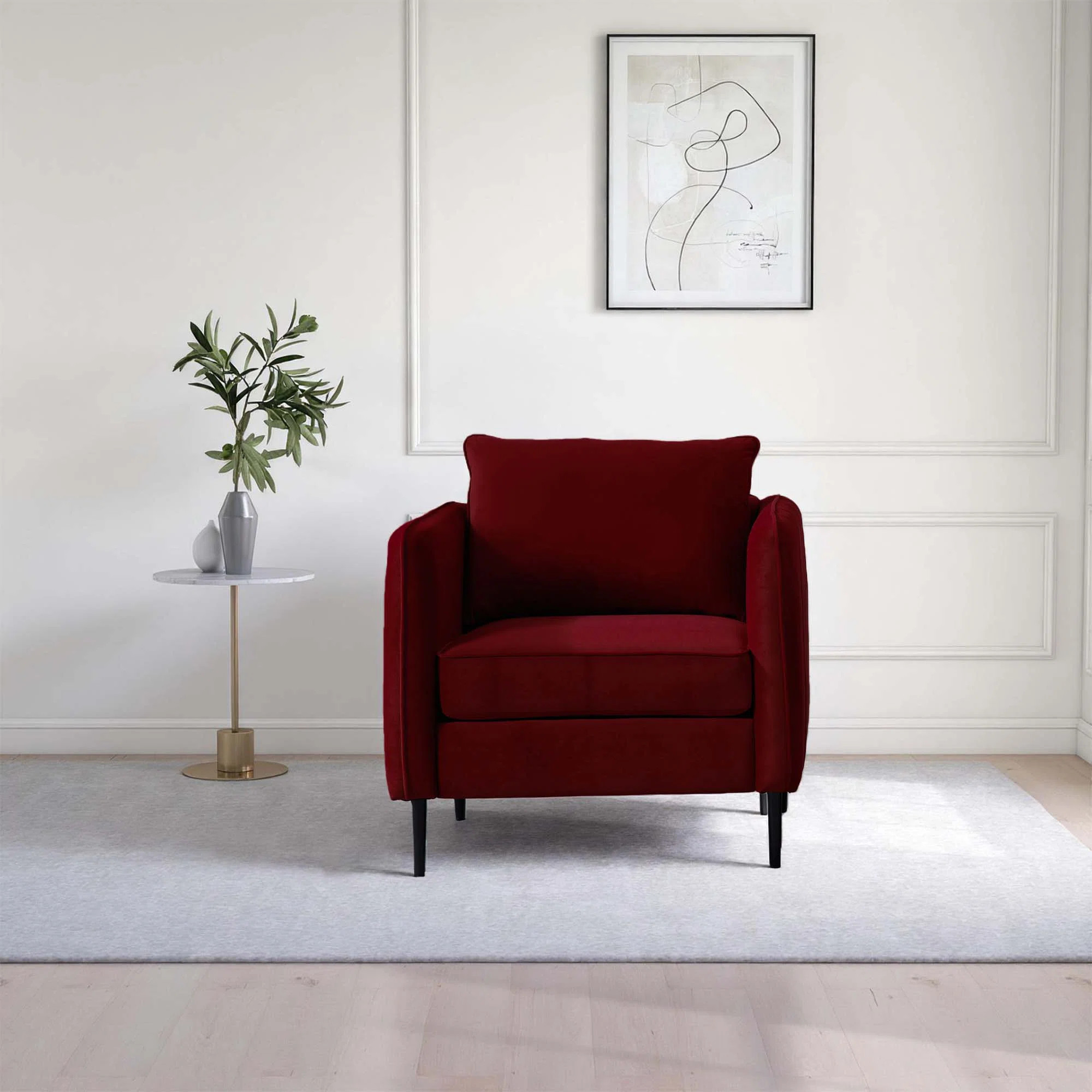 Modern Velvet Upholstered Chair - A Chair With Armrests Suitable For Living Room Or Bedroom With ... | Wayfair North America