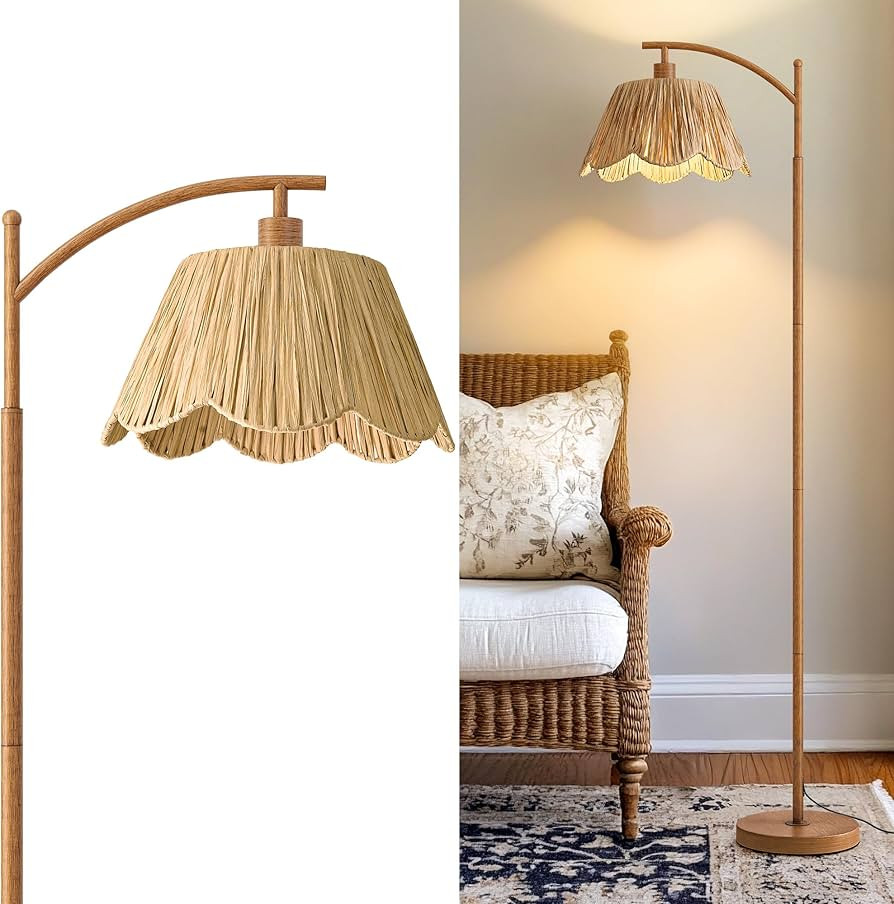Oneach Rattan Floor Lamp for Bedroom, Boho Floor Lamp with Foot Switch, Farmhouse Standing Lamps ... | Amazon (US)