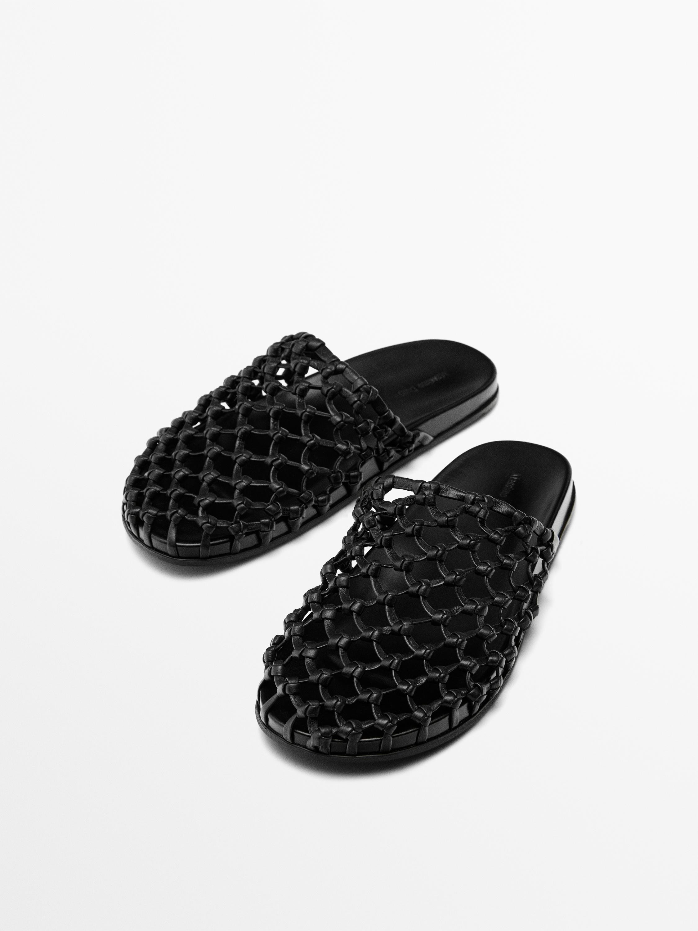 Woven leather clogs | Massimo Dutti UK