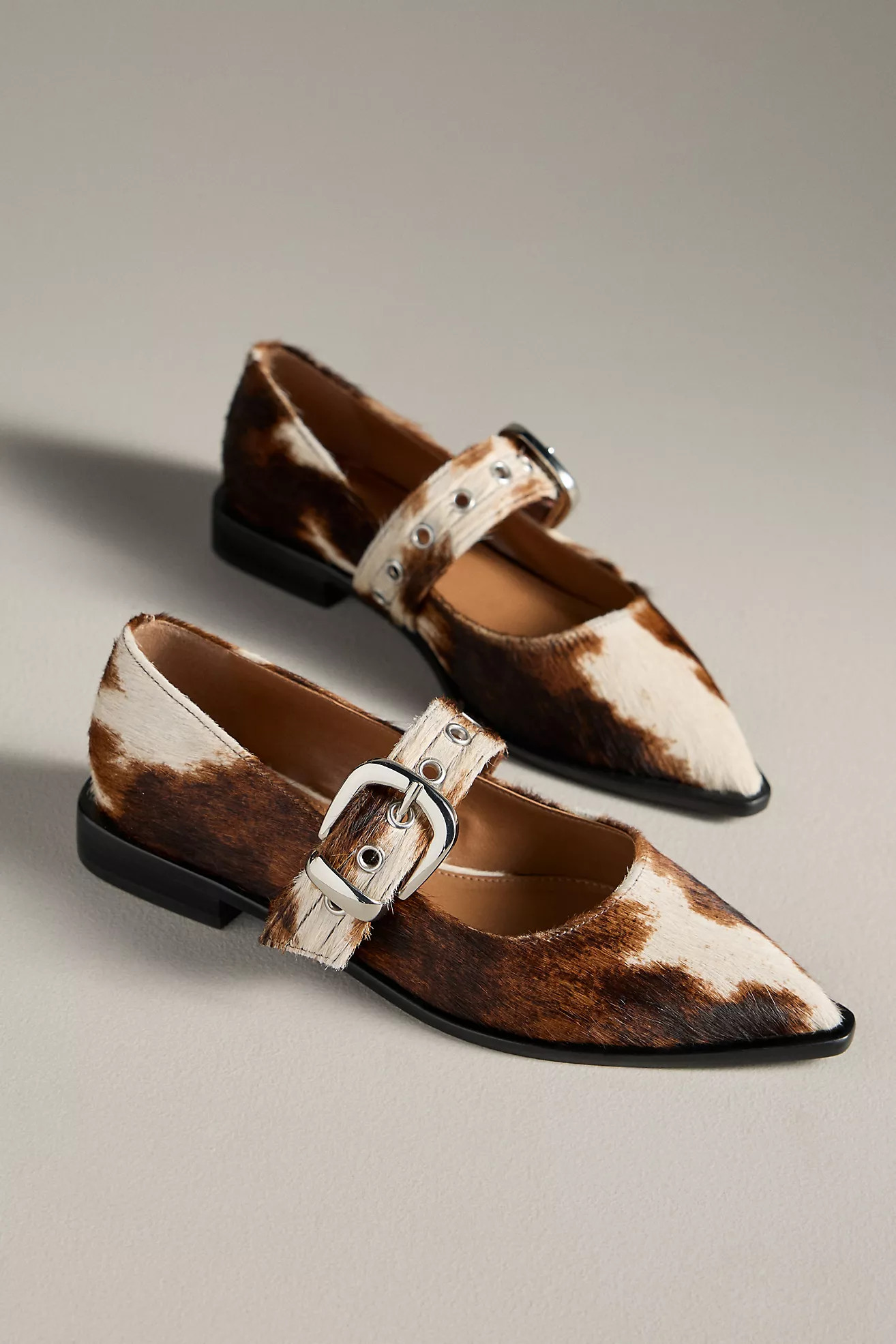 Maeve Pointed-Toe Moto Mary Jane Flats | Anthropologie (US)