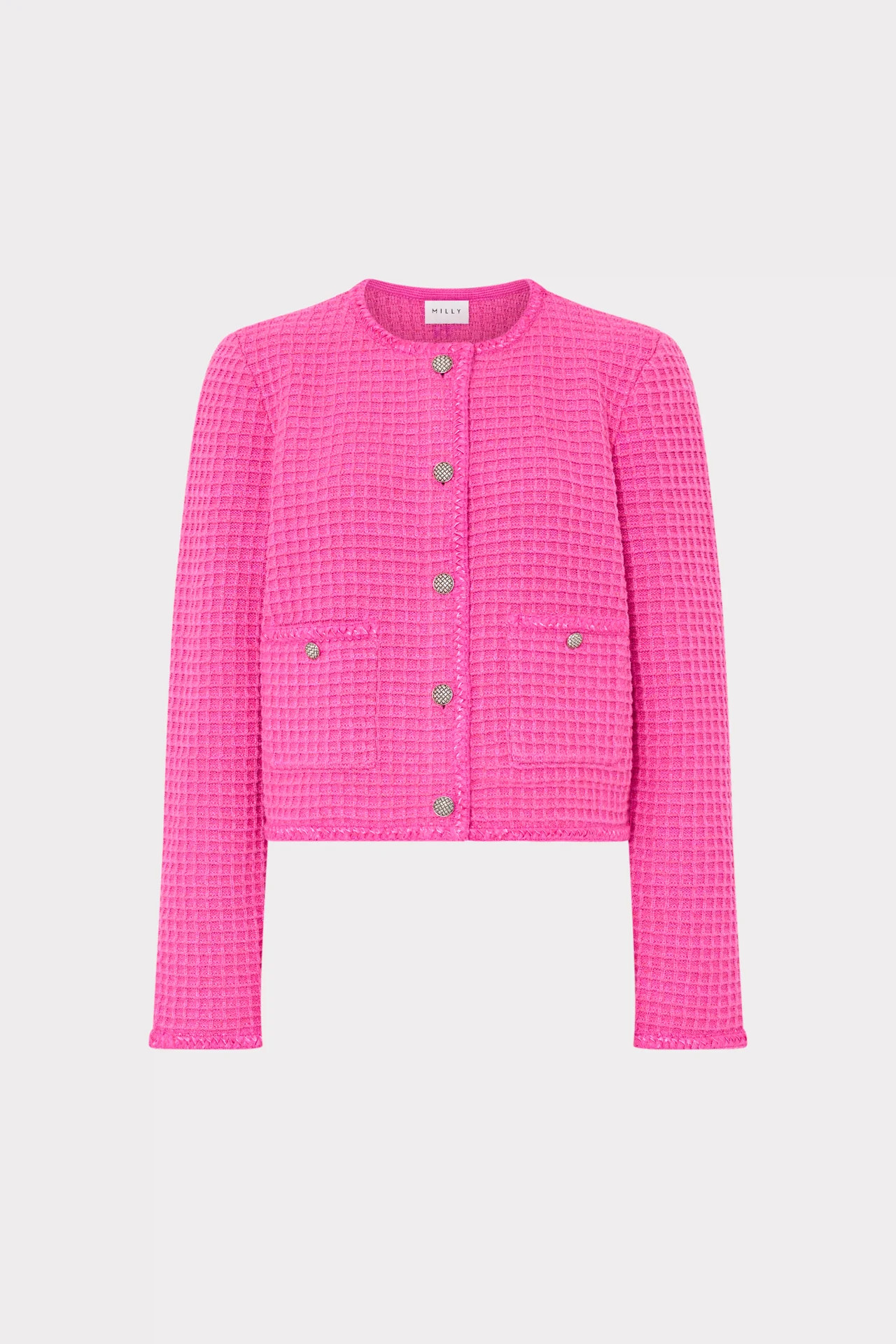 Sade Textured Crewneck Cardigan Jacket | MILLY