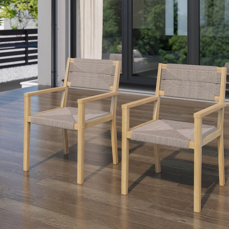 2pk Acacia Outdoor Dining Arm Chairs - Brown - TK Classics | Target