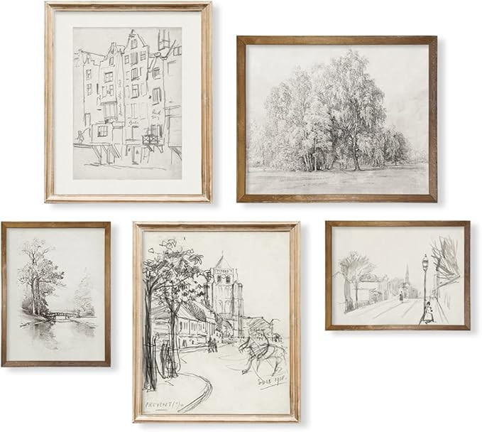 French Country Kitchen Etching Print Poster - Rustic Modern Farmhouse Drawing Wall Art Decor - Mi... | Amazon (US)