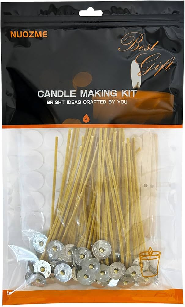50 Pcs 6" Natural Candle Wicks,Pre-Waxed by 100% Beeswax & Tabbed with 60Pcs Candle Wick Stickers... | Amazon (US)