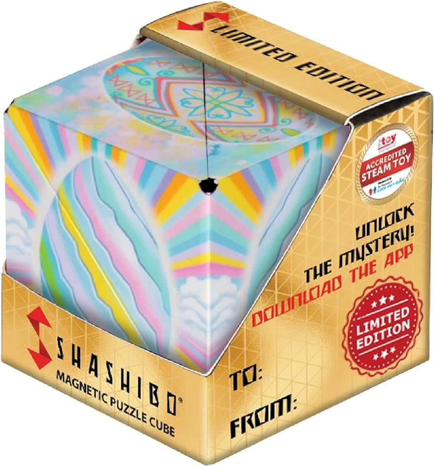 SHASHIBO Seasonal Easter - Shape Shifting Box - Award-Winning, Patented Magnetic Puzzle Cube w/ 36 Rare Earth Magnets - Fidget Transforms Into Over 70 Shapes (Eggstraordinary) - Limited Edition | Amazon (US)
