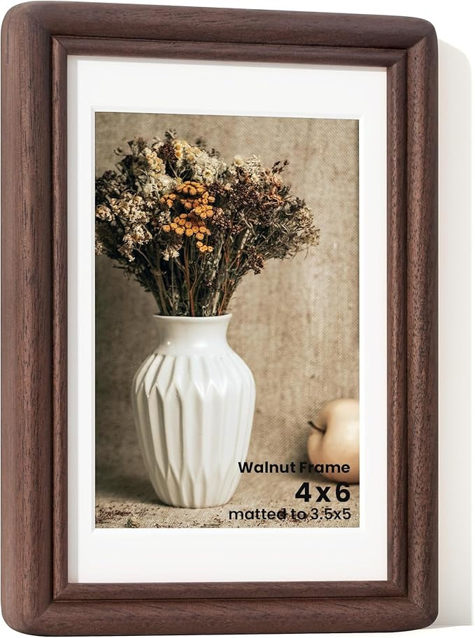 RICHFOCUS 4x6 Picture Frame, Natural Solid Walnut Wood Picture Frame with High Tempered Glass, Ha... | Amazon (US)