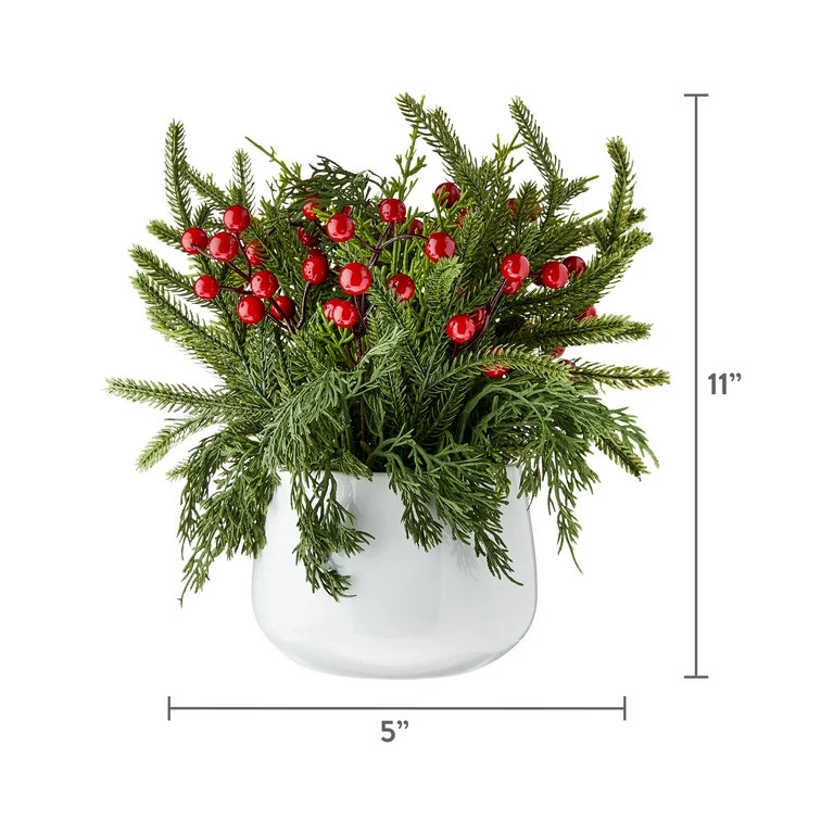 Large Red Berry Arrangement, 12In, by Holiday Time | Walmart (US)