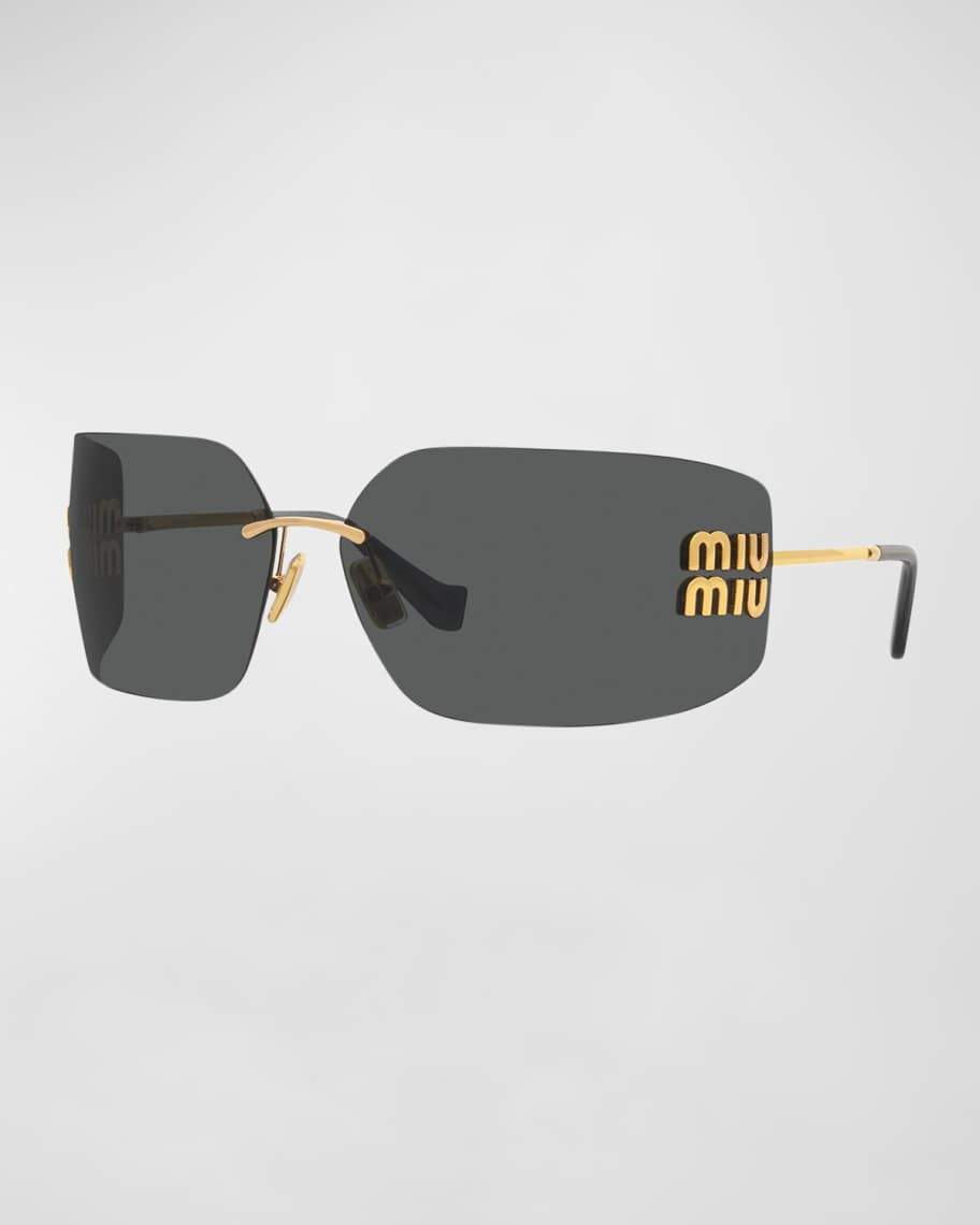 Miu Miu MU 54YS 80 Rimless Titanium Wrap Sunglasses | Neiman Marcus