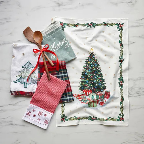 Sur La Table Embroidered Christmas Tree Kitchen Towel | Sur La Table