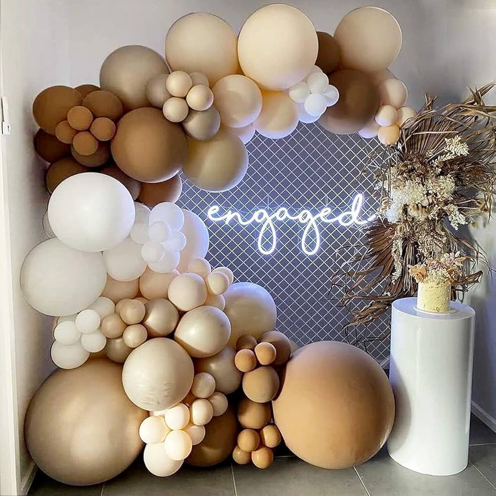 Brown Boho Nude Balloon Garland Kit Arch and Tan Neutral Cream Blush Coffee Light Baby Shower Ted... | Amazon (US)