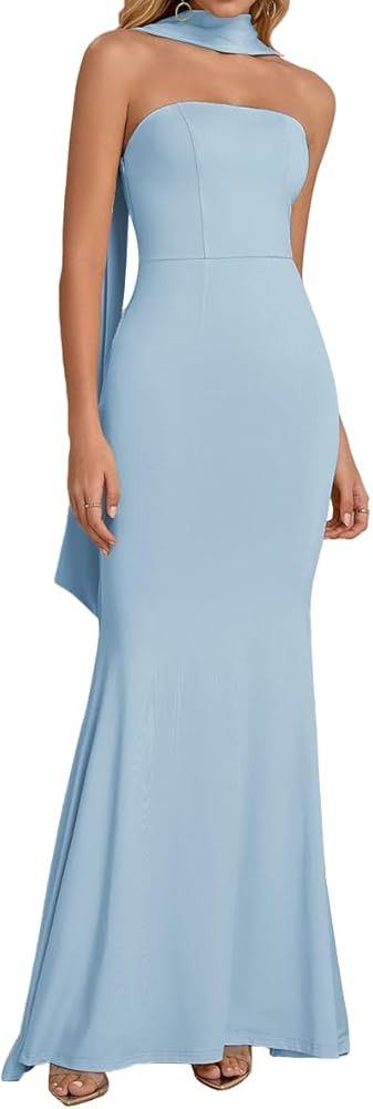 Auraxe 2026 Women's Bodycon Formal Maxi Dresses Elegant Tube Summer Wedding Guest Cocktail Party ... | Amazon (US)