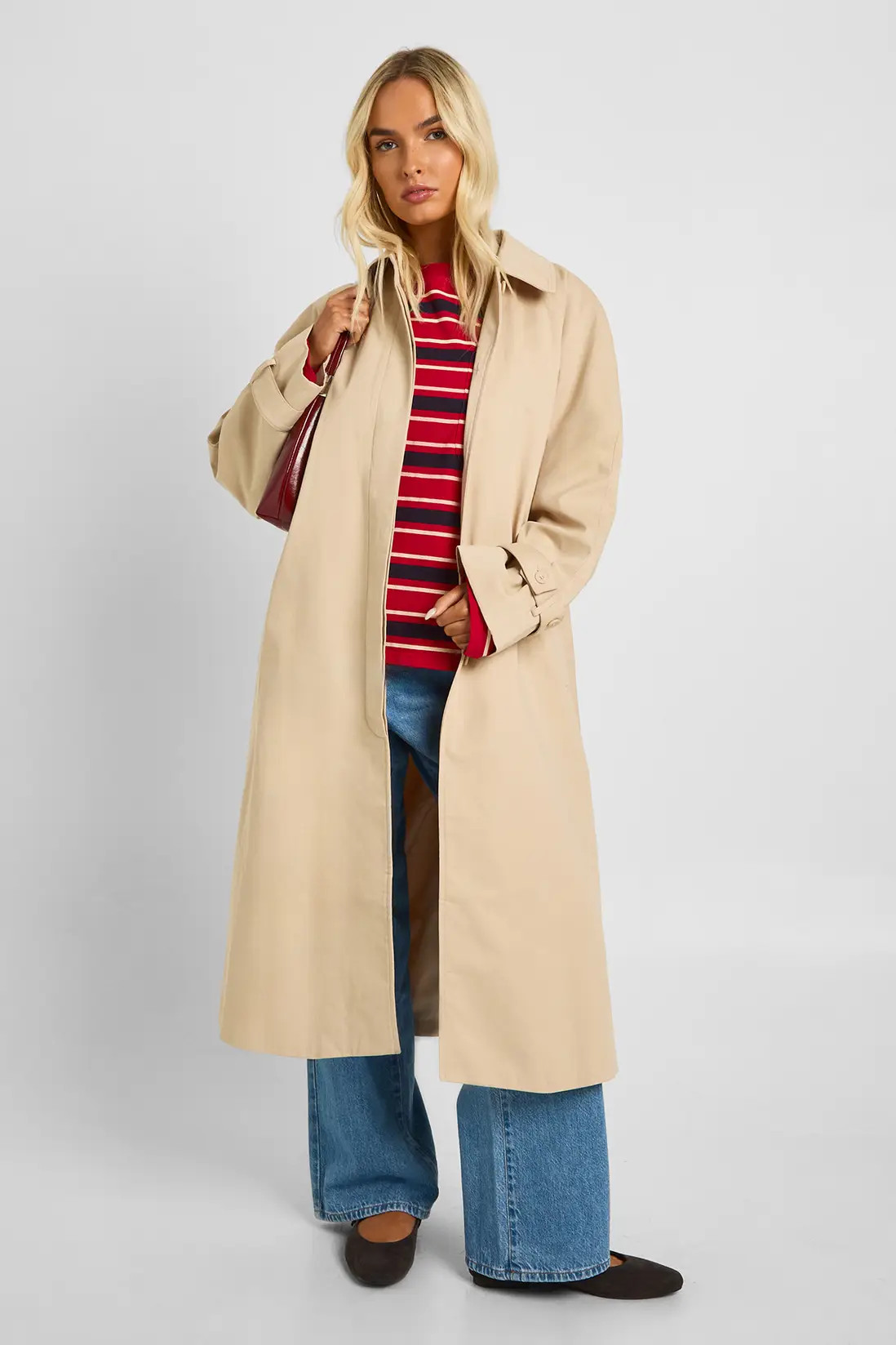 Stone Belted Trench Coat | Boohoo | Boohoo.com (UK & IE)