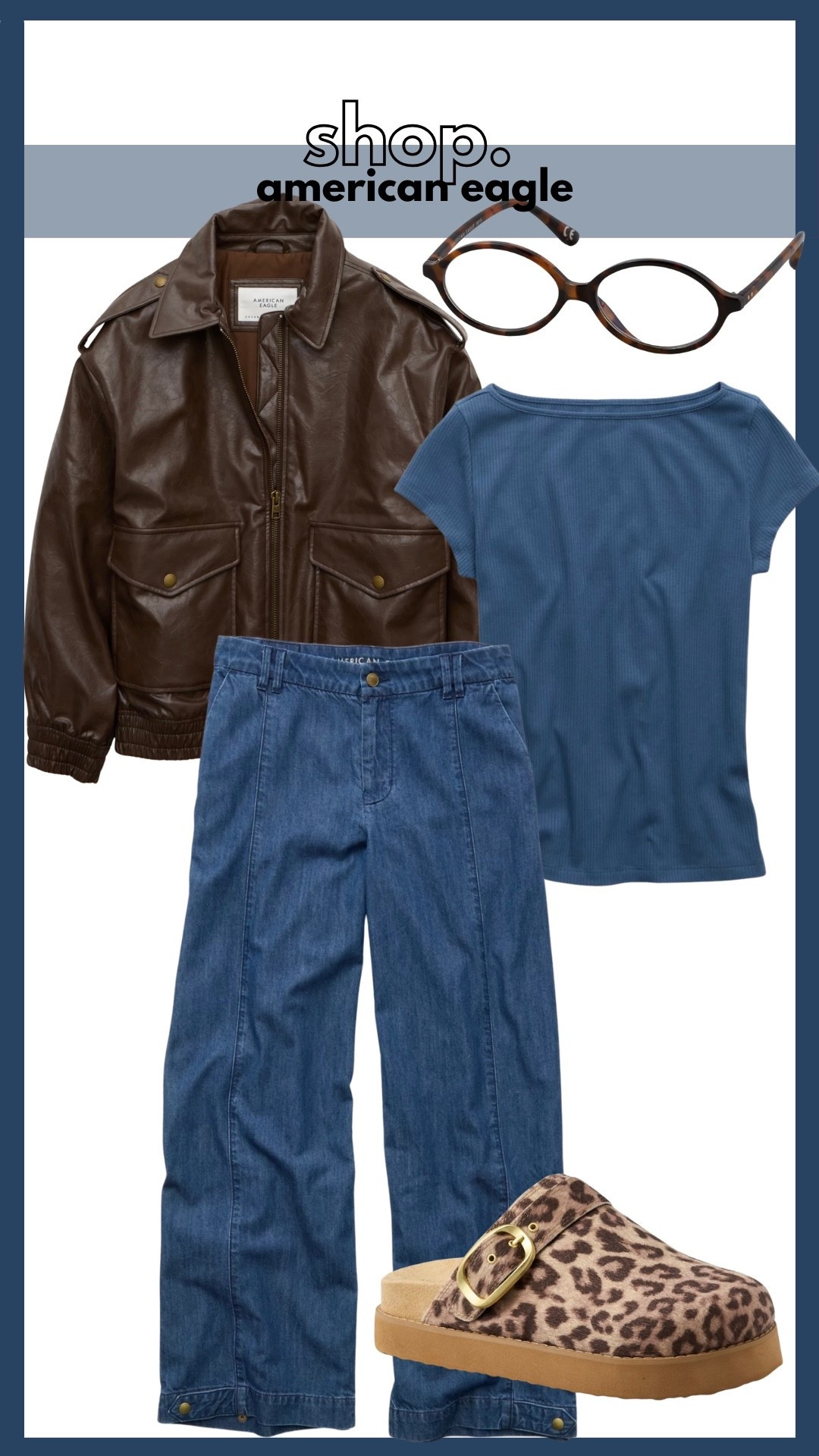 American eagle, jeans, leather jacket, glasses, clogs 

#LTKSeasonal #LTKFallSale #LTKStyleTip