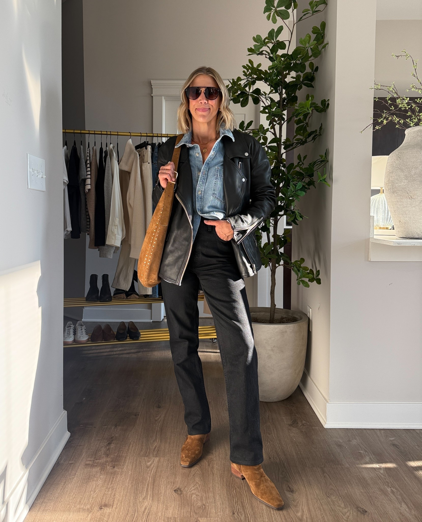 Wearing 26/regular jeans, XS denim shirt, small leather jacket, boots tts 

#LTKFindsUnder100 #LTKStyleTip #LTKOver40