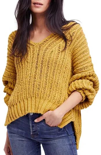 Women's Free People Infinite V-Neck Sweater, Size X-Small - Yellow | Nordstrom