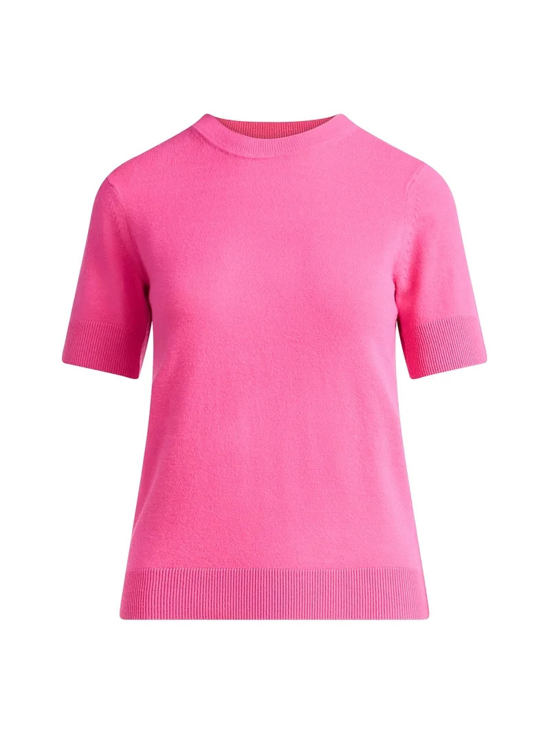 Free Assembly Women's and Women's Plus Cozy Yarn Shrunken Sweater Tee with Short Sleeves, Lightwe... | Walmart (US)