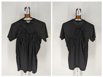 Comme design Garcons Vtg Black Bodycon Stretchy Crewneck Shirt Sculptural Hearts | eBay US