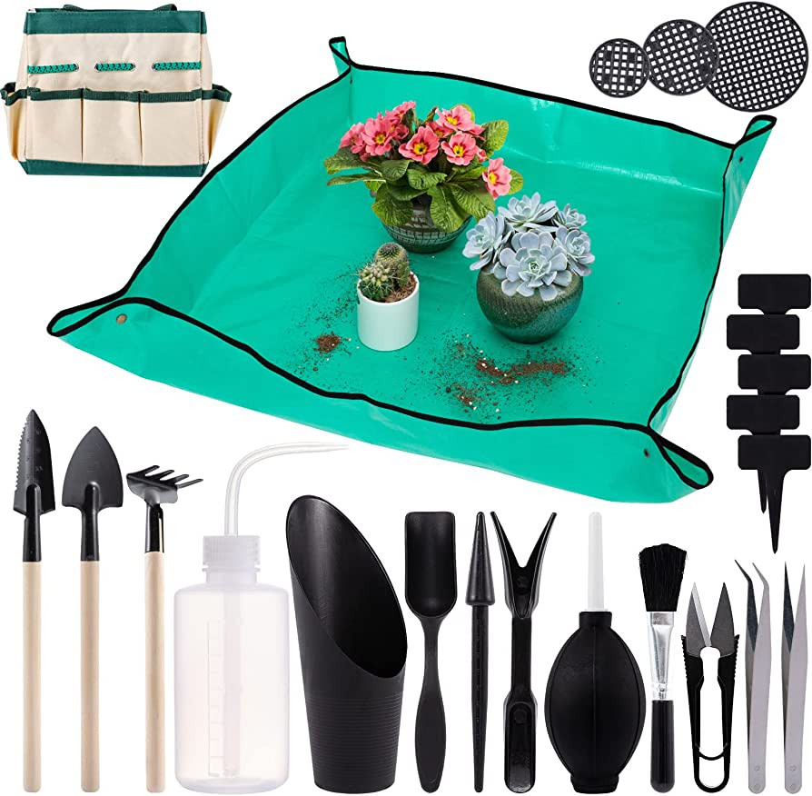 Pack of 44 Succulent Tool Set - 39.4" Indoor Plant Repotting Mat with Storage Bag, Miniature Succ... | Amazon (US)
