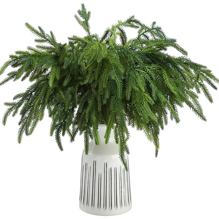 12 Pcs 18 Inch Christmas Norfolk Pine Branches, Lifelike Bendable Non-Shedding Greenery Stems Fau... | Walmart (US)