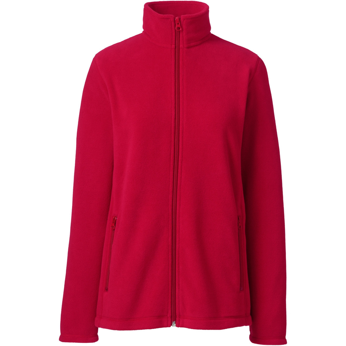 Lands' End Women's Full-Zip Mid-Weight Fleece Jacket - Red | Macy's