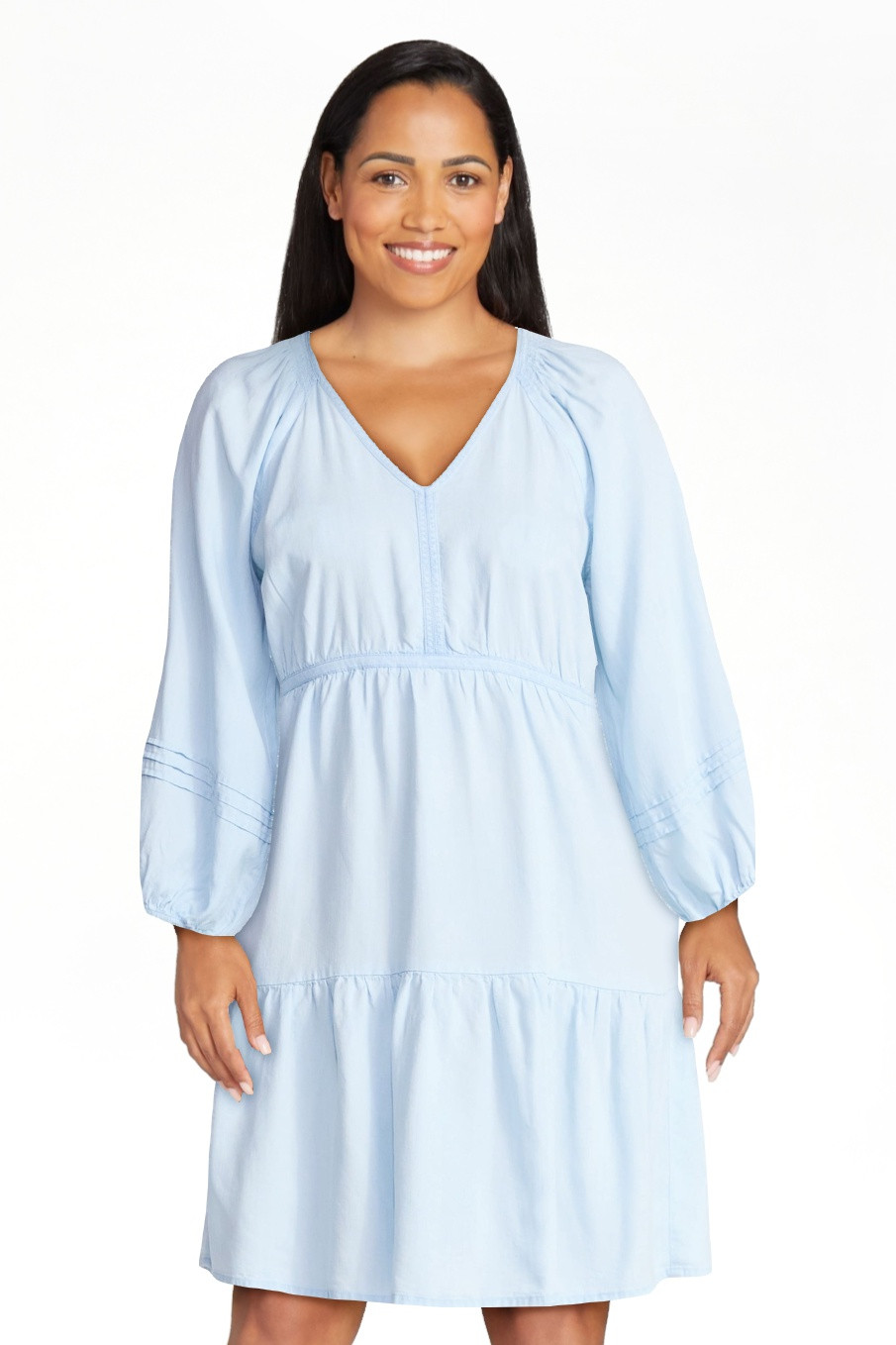Time and Tru Women's Tiered Mini Dress with ¾ Sleeves, Sizes XS-XXXL | Walmart (US)