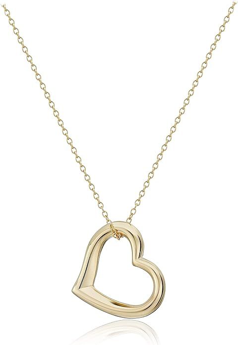 Amazon Essentials women 18k Yellow Gold Plated Sterling Silver Open Heart Pendant Necklace, 18" (... | Amazon (US)