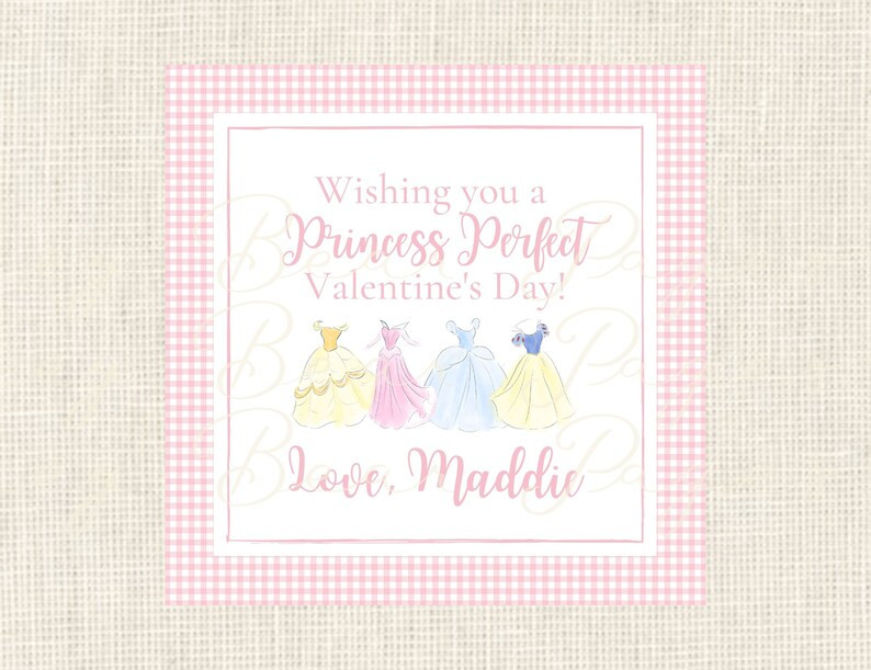 Valentine Class Tags or Stickers, princess, Watercolor, Printed / Set of 25 | Etsy (US)