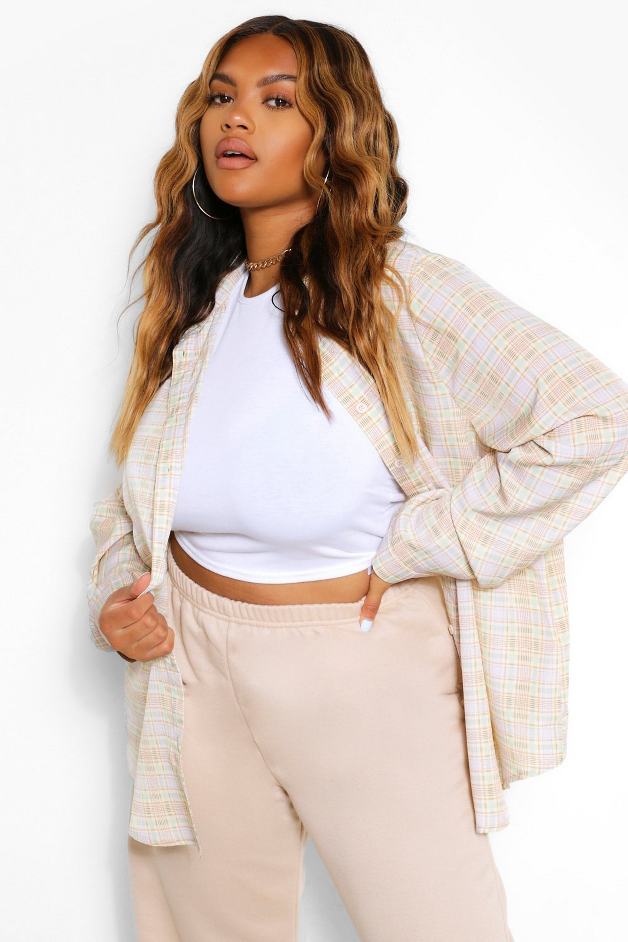 Plus Flannel Oversized Boyfriend Shirt | Boohoo.com (US & CA)