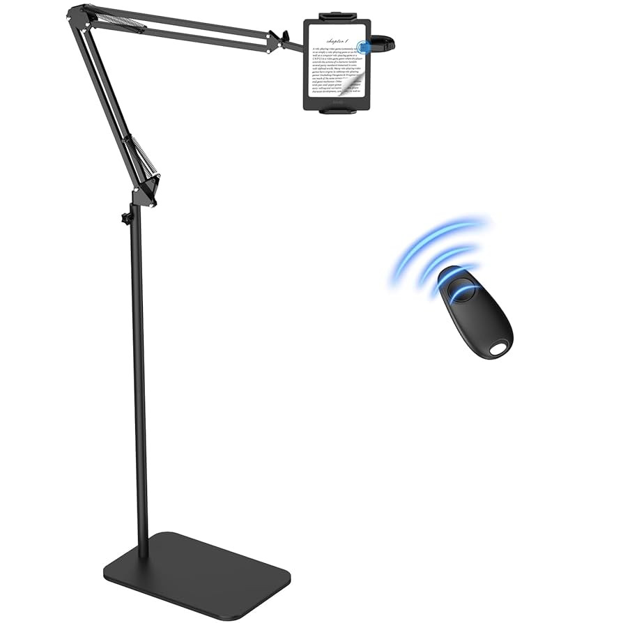 Floor Tablet Holder for Kindle with Remote Page Turner, Kindle Stand for Reading in Bed on Paperw... | Amazon (US)