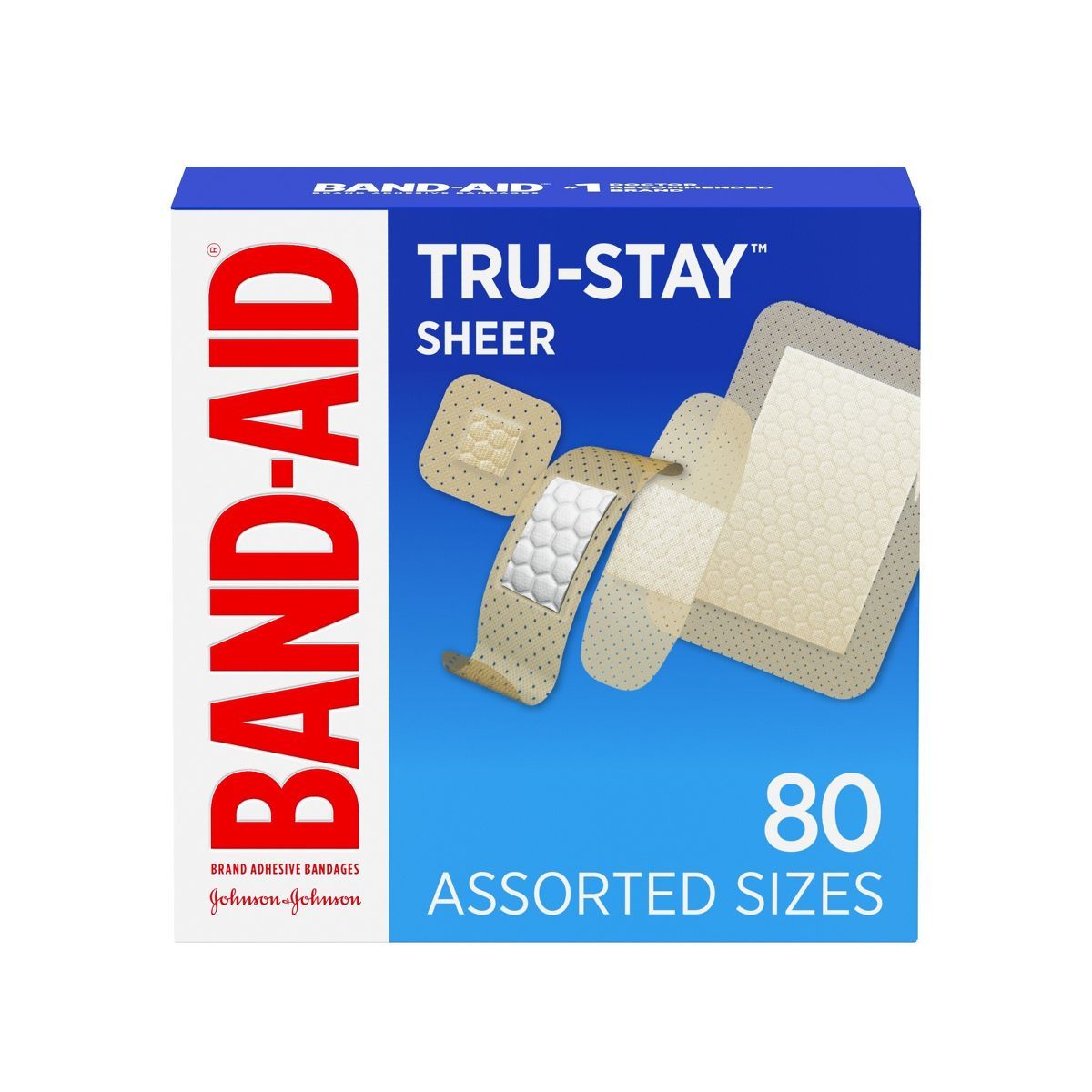 Band-Aid Brand Tru-Stay Sheer Strips Adhesive Bandages Assorted Sizes - 80 ct | Target