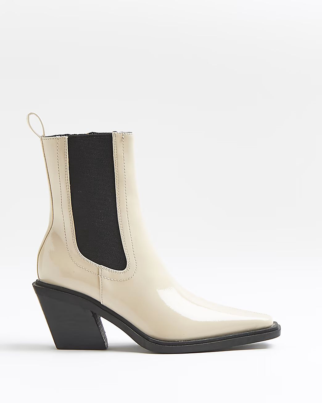 Cream patent western boots | River Island (UK & IE)