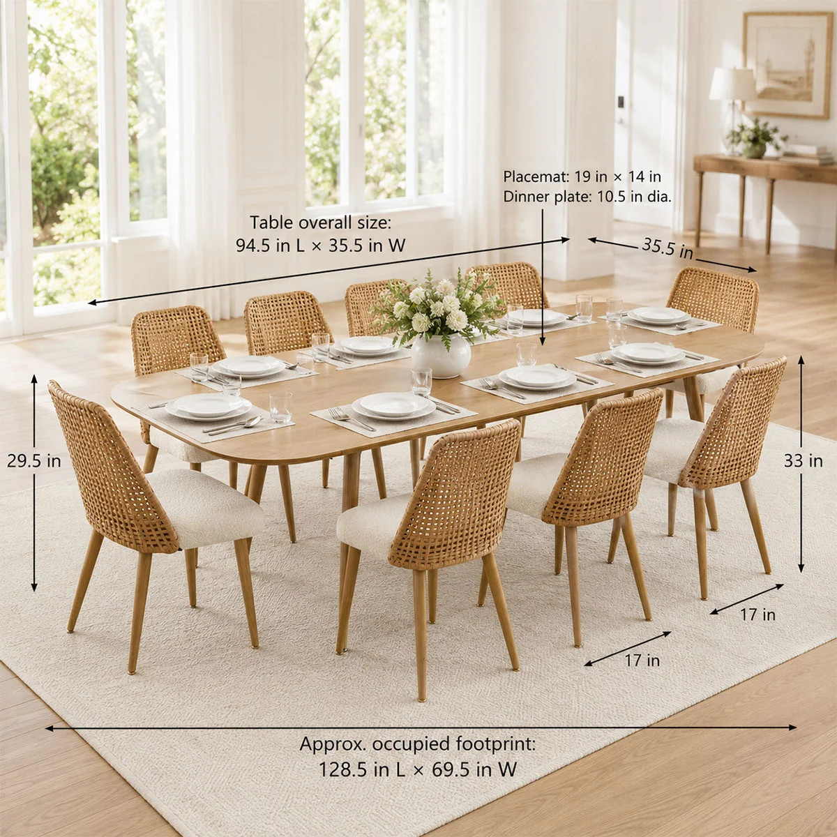 Atkins 8-Person Extendable Boucle Dining Set | Wayfair North America