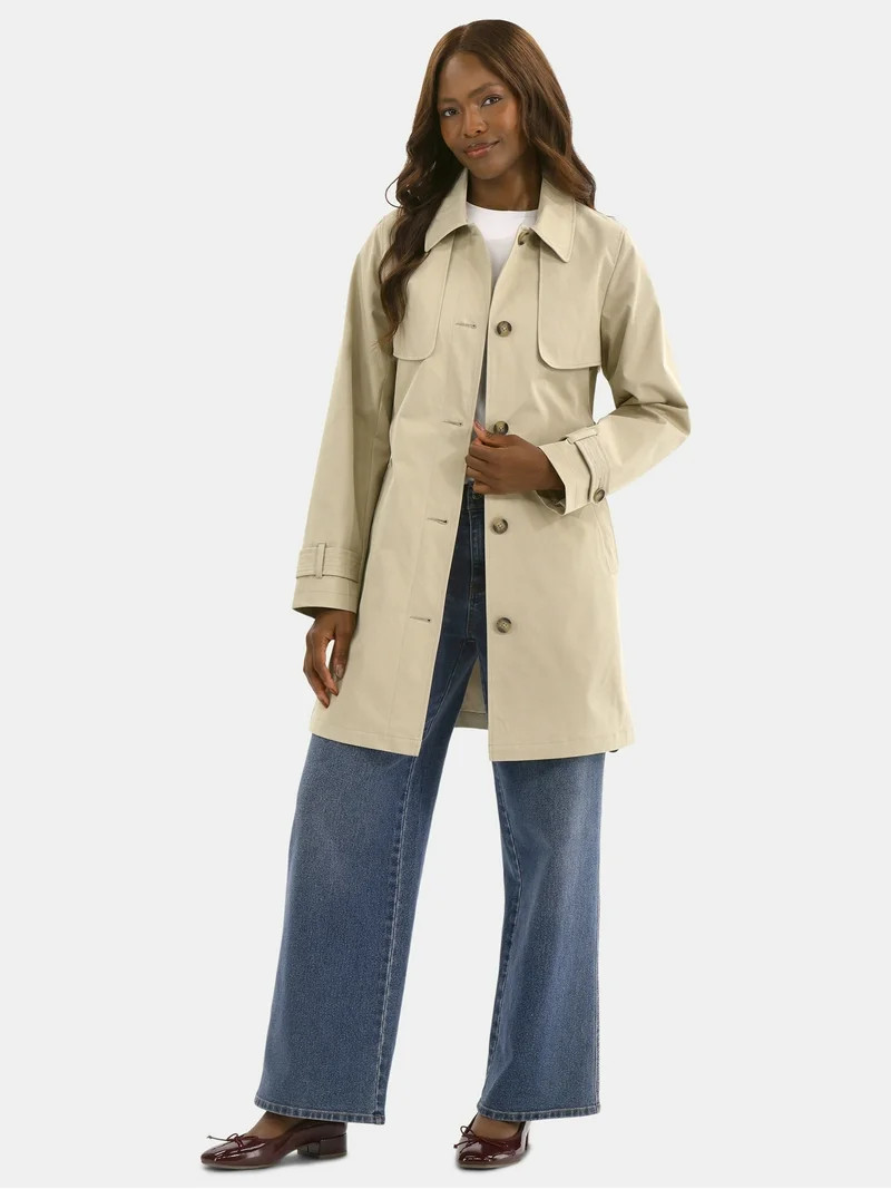 Time and Tru Women's Belted Trench Coat, Midweight, Sizes XS-2X | Walmart (US)