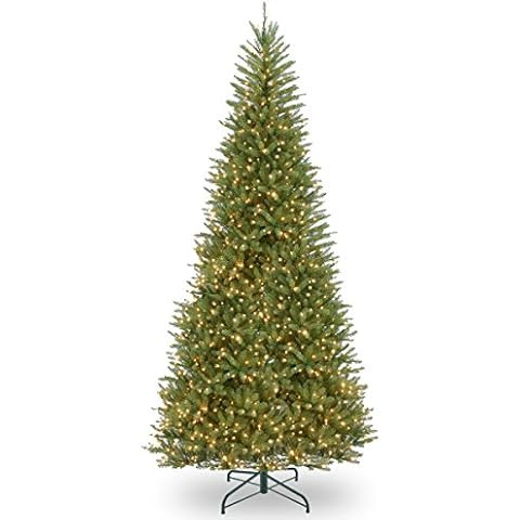National Tree Company Pre-Lit 'Feel Real' Artificial Slim Christmas Tree, Green, Tiffany Fir, Whi... | Amazon (US)