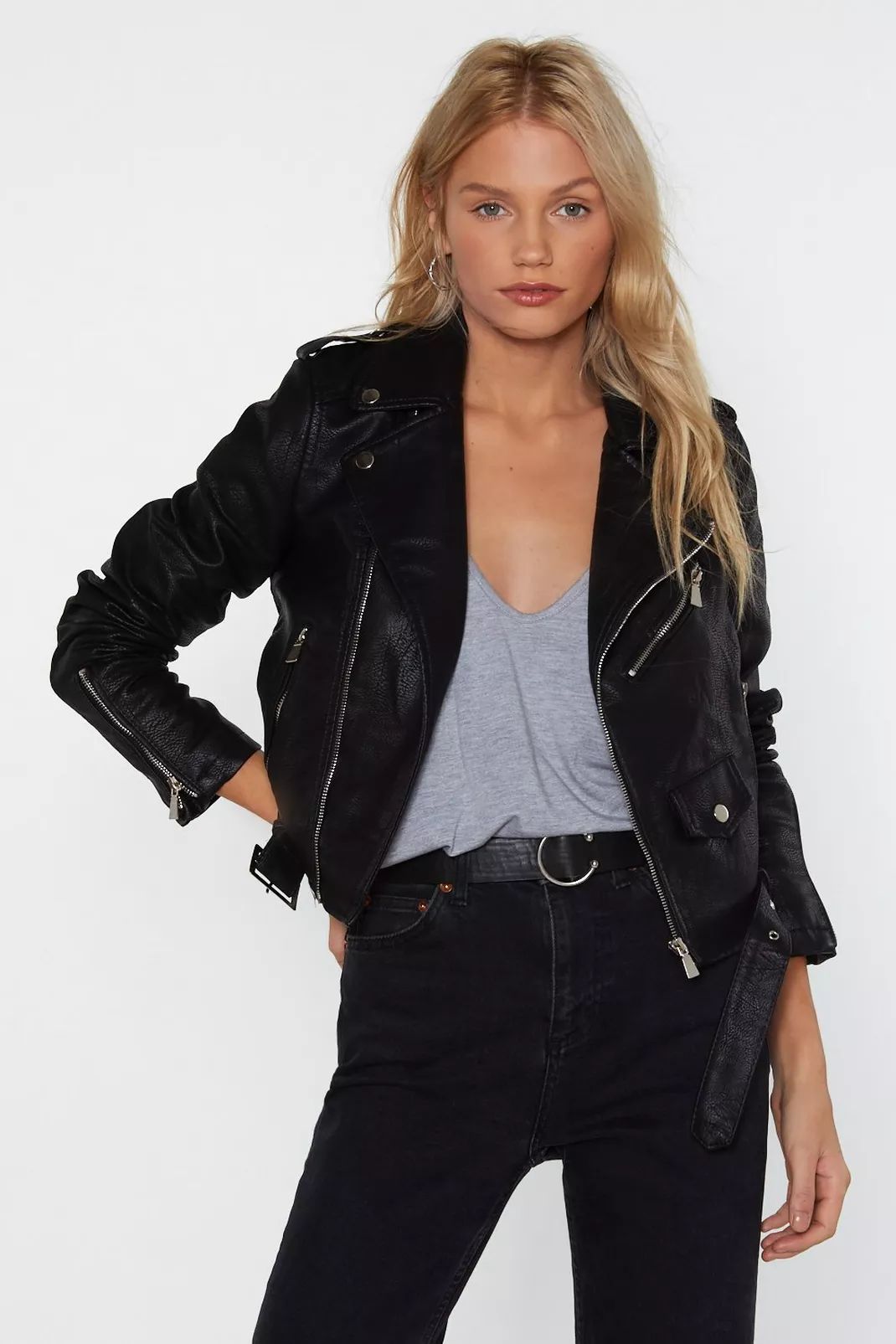 Faux Leather Relaxed Biker Jacket | Nasty Gal (US)