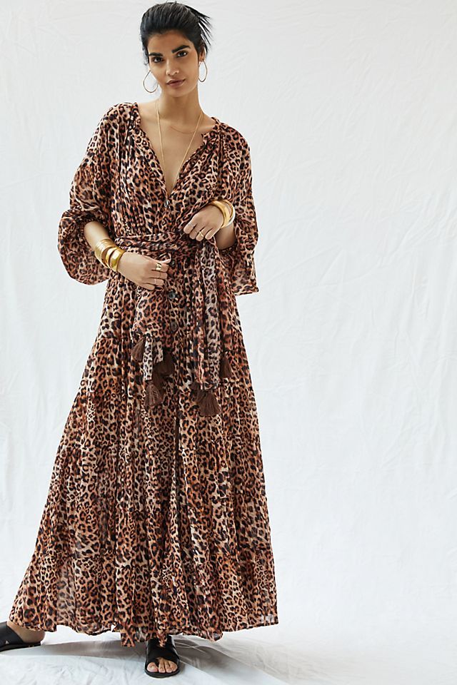 Erika Peña Leopard Tiered Maxi Dress | Anthropologie (US)