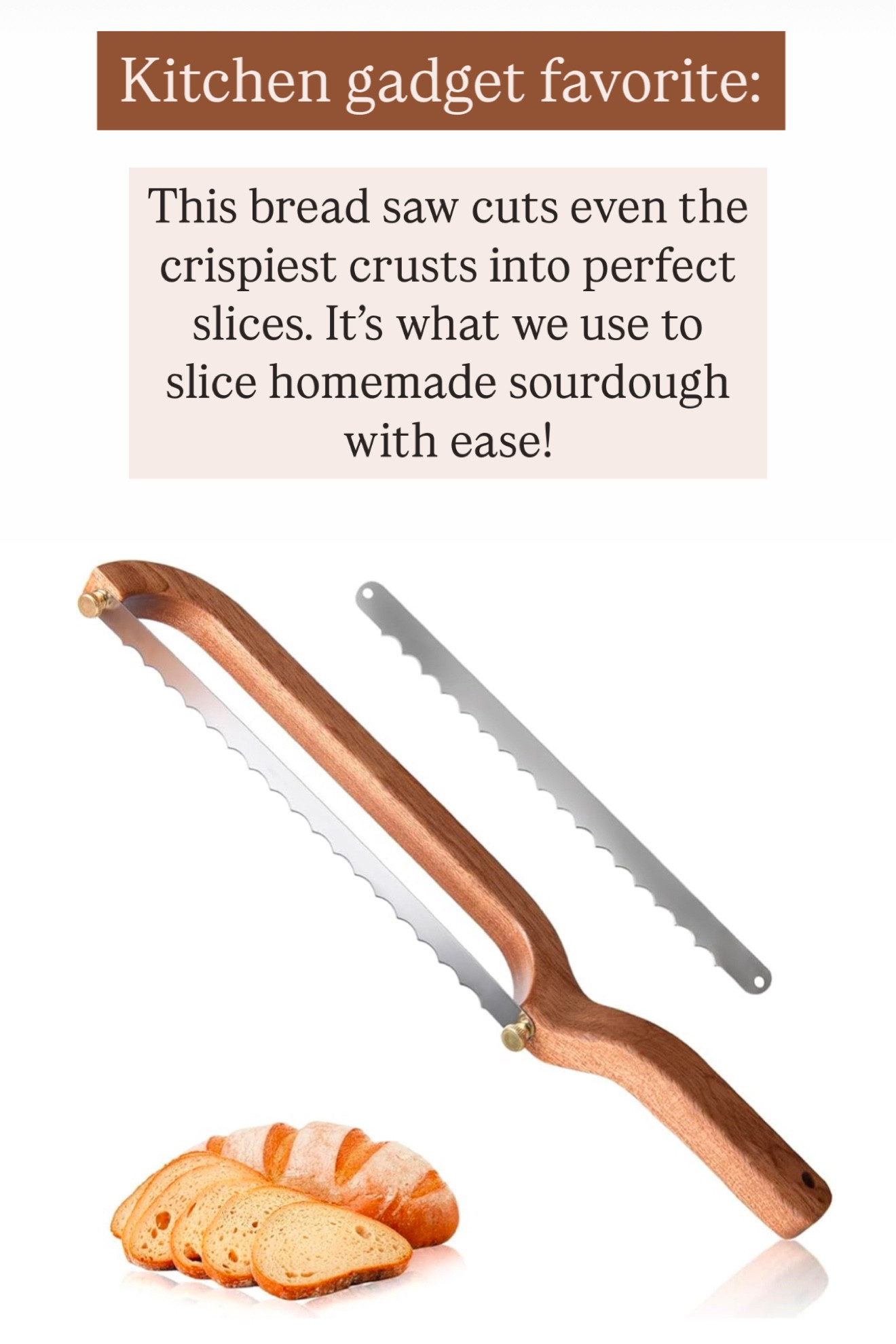 The best way to slice crusty sourdough with a soft middle! Never squish a loaf flat or slip and cut your fingers! This slices homemade sourdough perfectly! #sourdough #homemade 

#LTKFamily #LTKHome #LTKGiftGuide