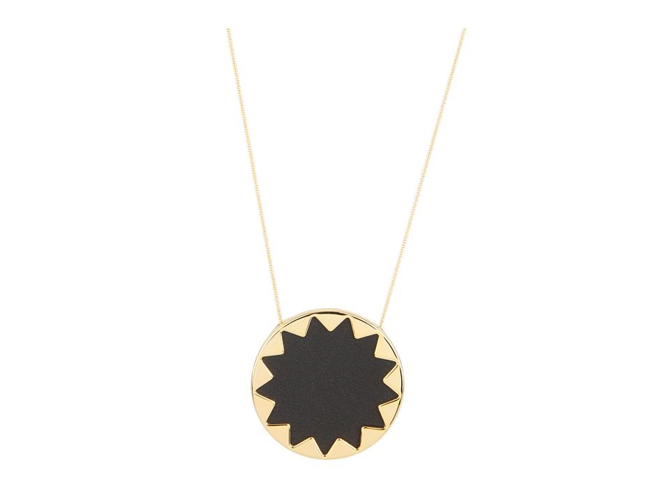 House of Harlow 1960 - Sunburst Pendant with BlackLeather (14K Yellow Gold Plated) Necklace | Zappos