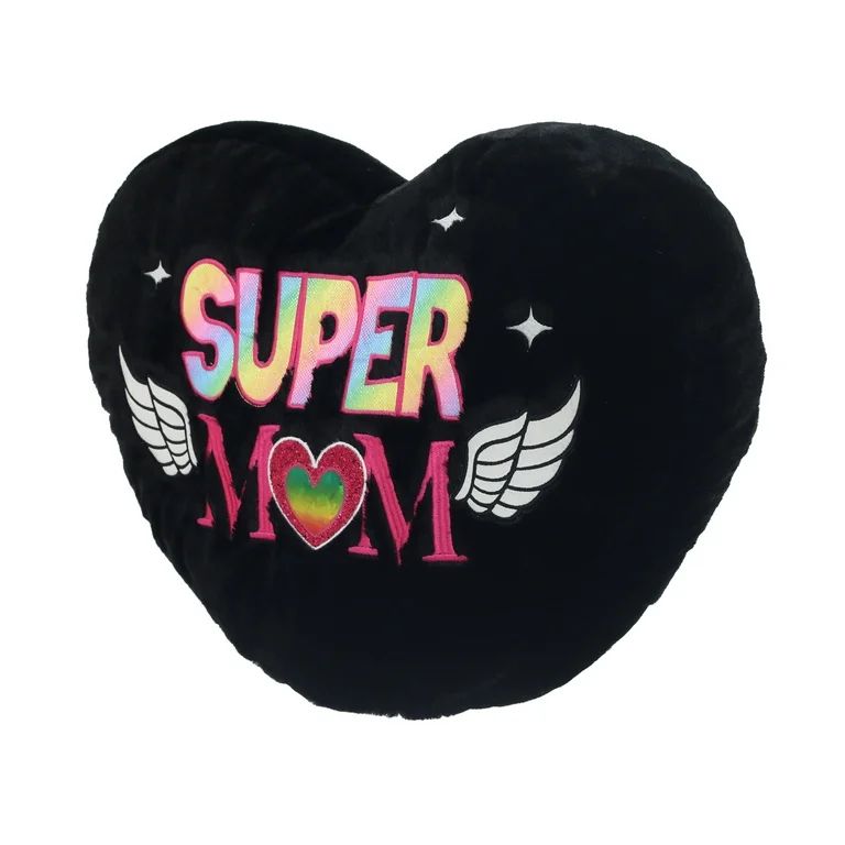 Way to Celebrate Mother’s Day 19 x 15 inch Plush Black Heart Shaped Decorative Pillow, Super Mo... | Walmart (US)