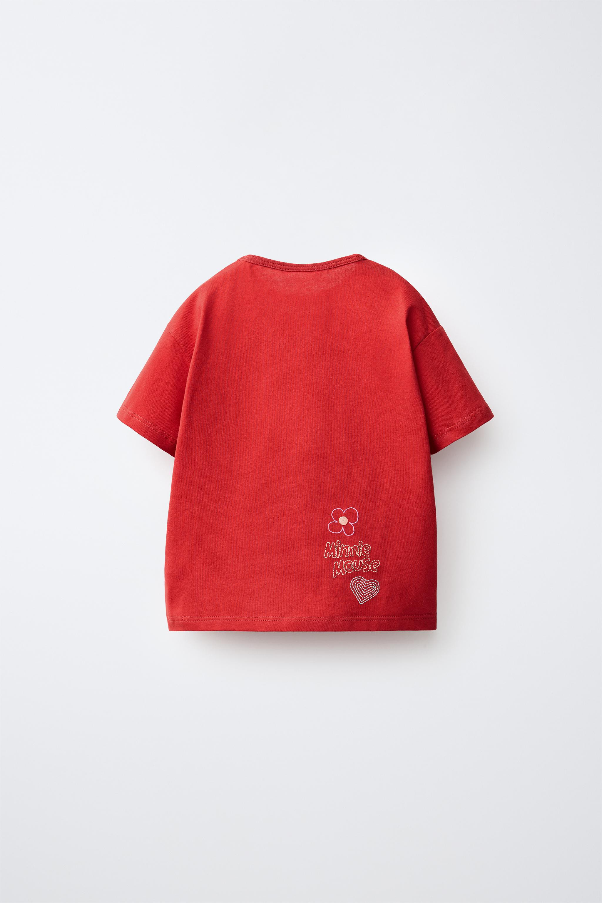 T-shirt with a round neck and short sleeves. MINNIE MOUSE \u00a9 DISNEY print on the front and ba... | Zara UK