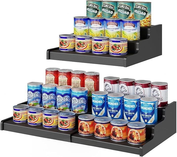 Expandable Bamboo Can Rack Organizer, 3-Tier Adjustable Pantry Storage, Can Holder for Kitchen & ... | Amazon (US)