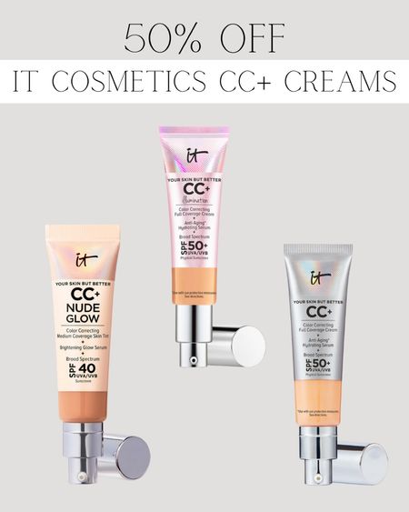 50% off 
It Cosmetics cc+ creams! The original one is my fav! I wear shade neutral tan 

#LTKsalealert #LTKCyberWeek #LTKbeauty